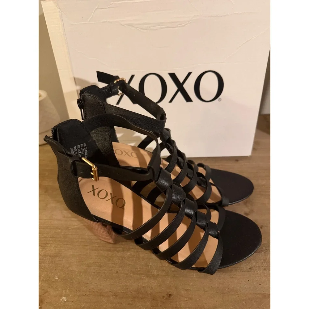 XOXO Women's Bethan Black Gladiator‎ Heeled Sandals Size 10M